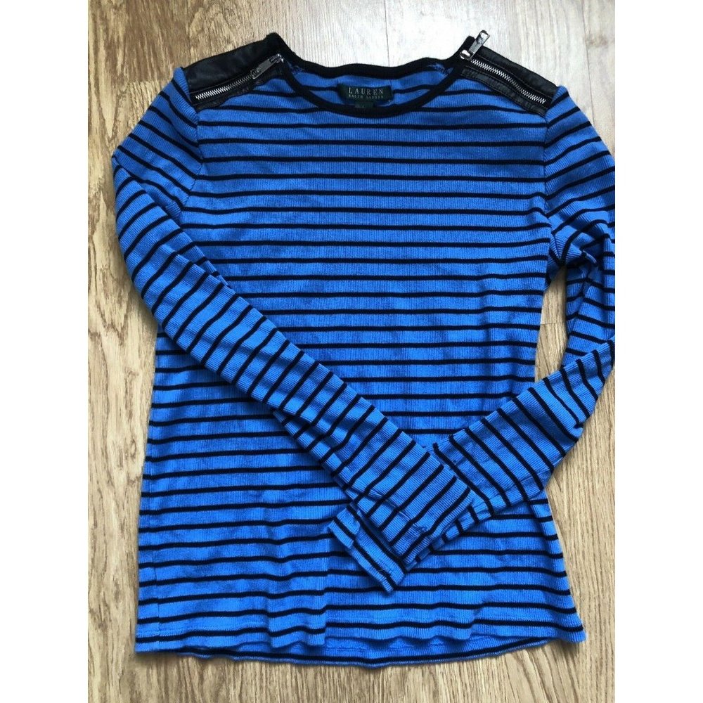Ralph Lauren Womens Large Medium Blue Black Stripe